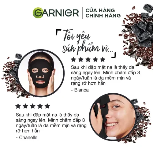 Mặt nạ tinh chất gạo đen & than tre sáng mịn da Garnier Charcoal & Black Rice Serum Mask 28g